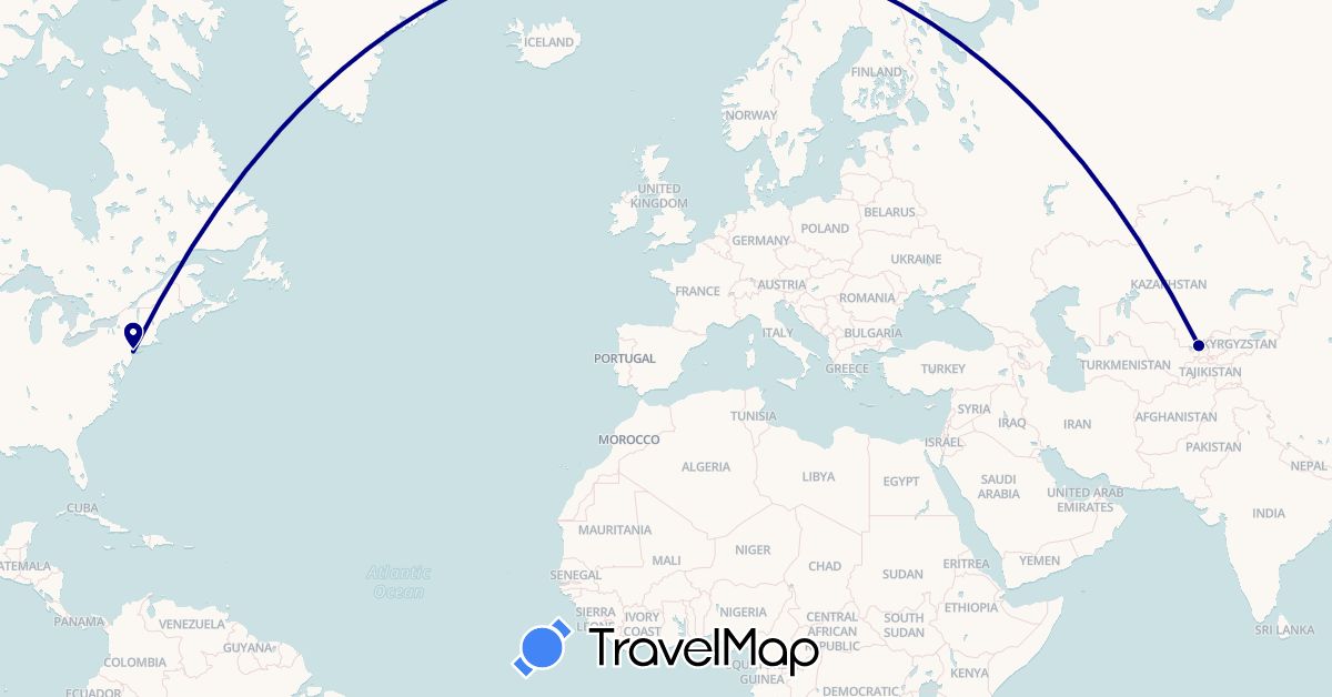 TravelMap itinerary: driving in United States, Uzbekistan (Asia, North America)